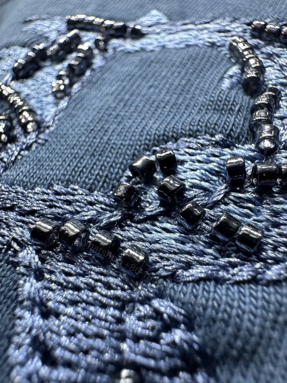View 7 of Blue Embroidered Cotton Tee — Premium Casual Comfort