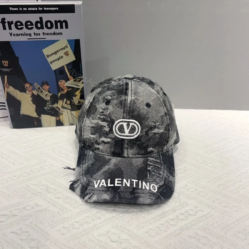 View 3 of Distressed Denim-Textured Cap, Unisex, Modern/Chic Everydaywear