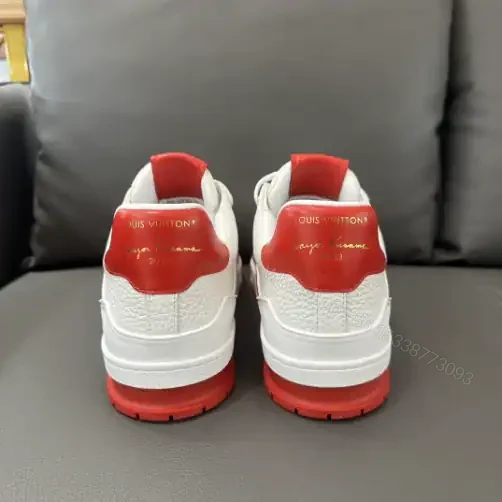 View 6 of LOUIS VUITTON X YAYOI KUSAMA TRAINER CALF LEATHER SNEAKER IN RED AND WHITE – LSVT373