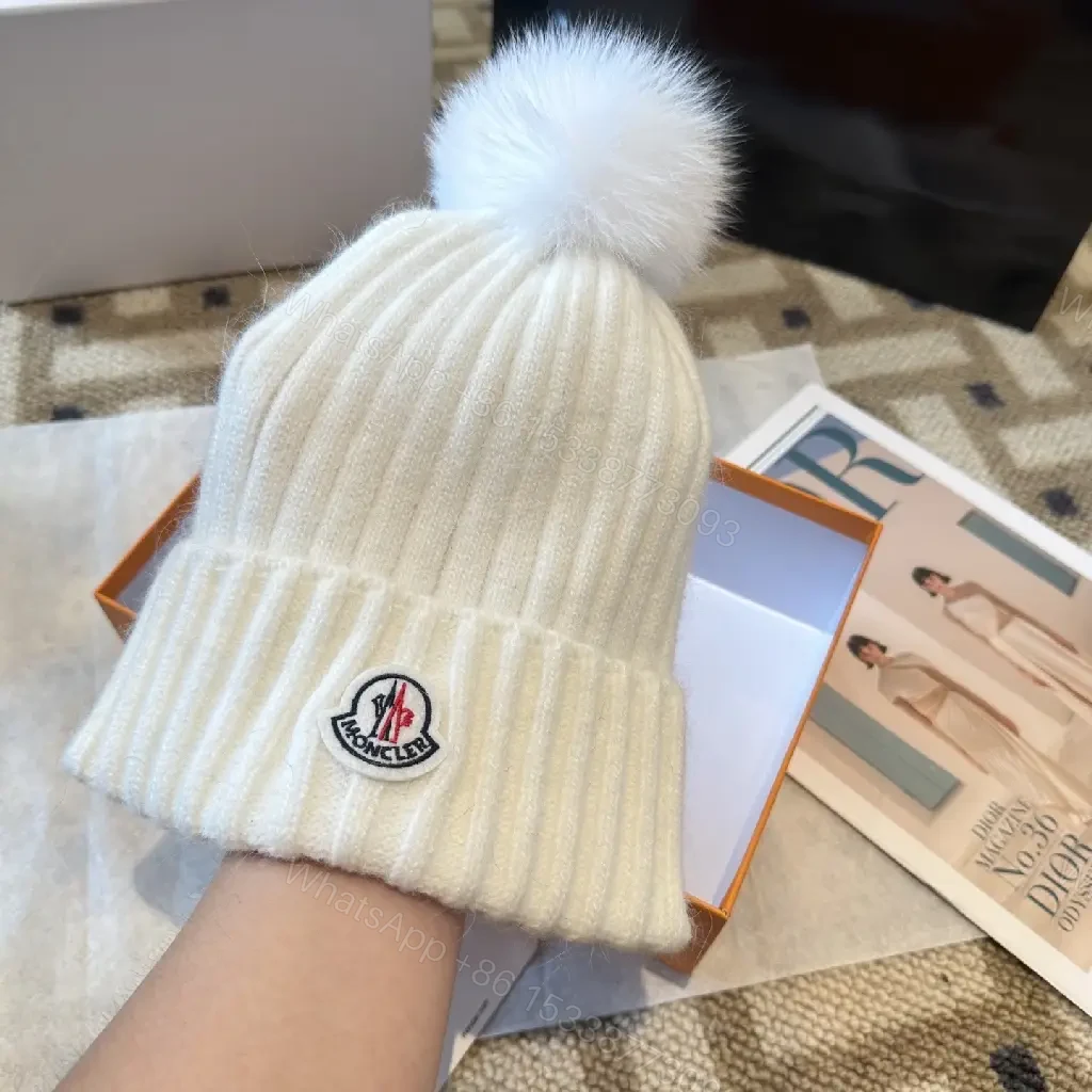 View 10 of Cozy Ivory Knit Beanie with Pom-Pom, Premium Luxe Style