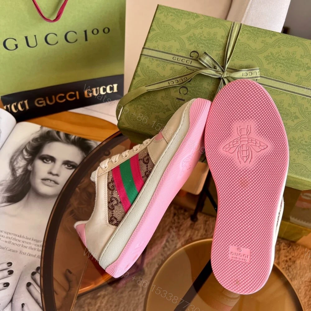 View 3 of Gucci Women’S Screener Sneaker With Crystals Pink ‎677423 9SFR0 2587