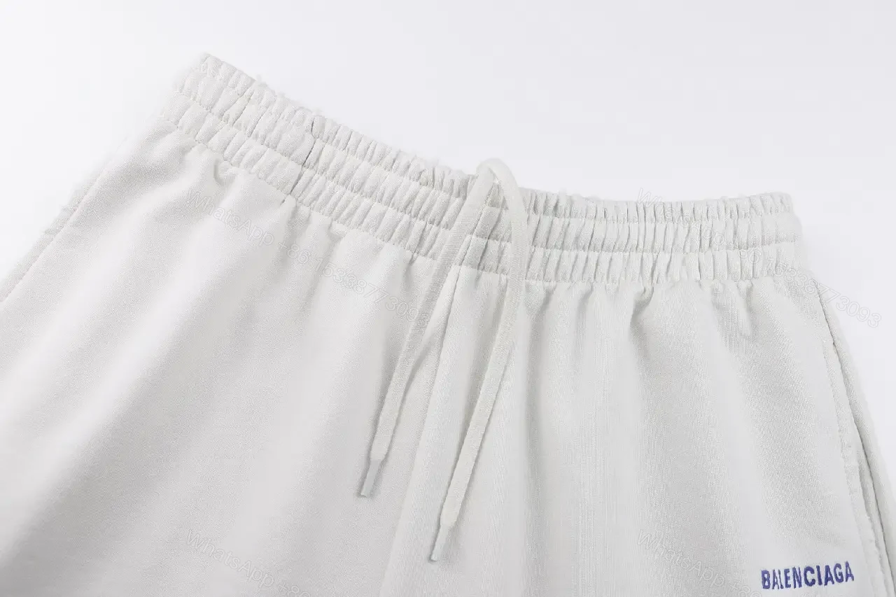 View 3 of White Cotton Shorts, Slim Fit, Drawstring Waist, Balenciaga Style