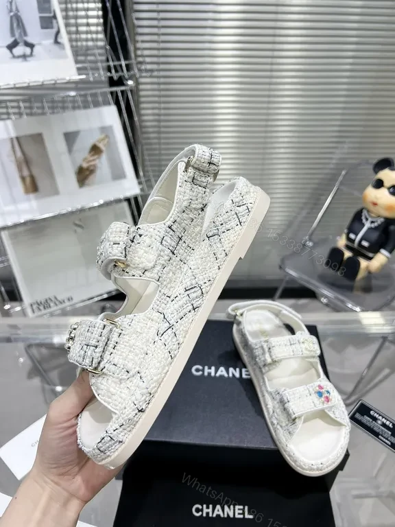 View 4 of Chanel-Influenced Textured Sandals: Couture Comfort