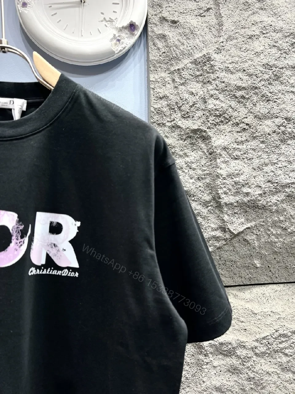 View 2 of Black Cotton Tee — Subtle Luxury Graphic Top