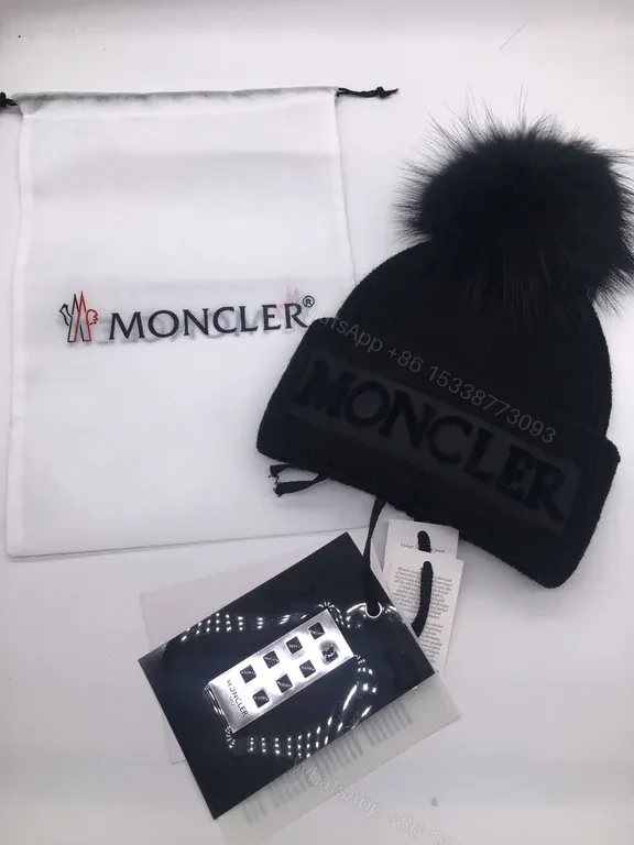 View 8 of Moncler Heather Knit Beanie with Pom-Pom - Luxe Warmth Cap