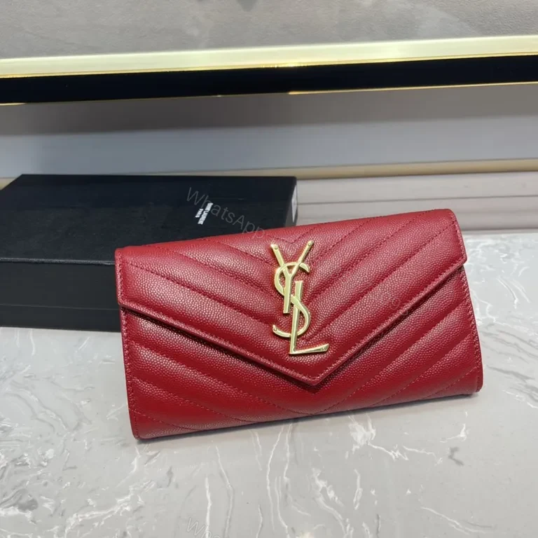 Vivid Red Chevron Wallet-Clutch with Gold Hardware — view 1