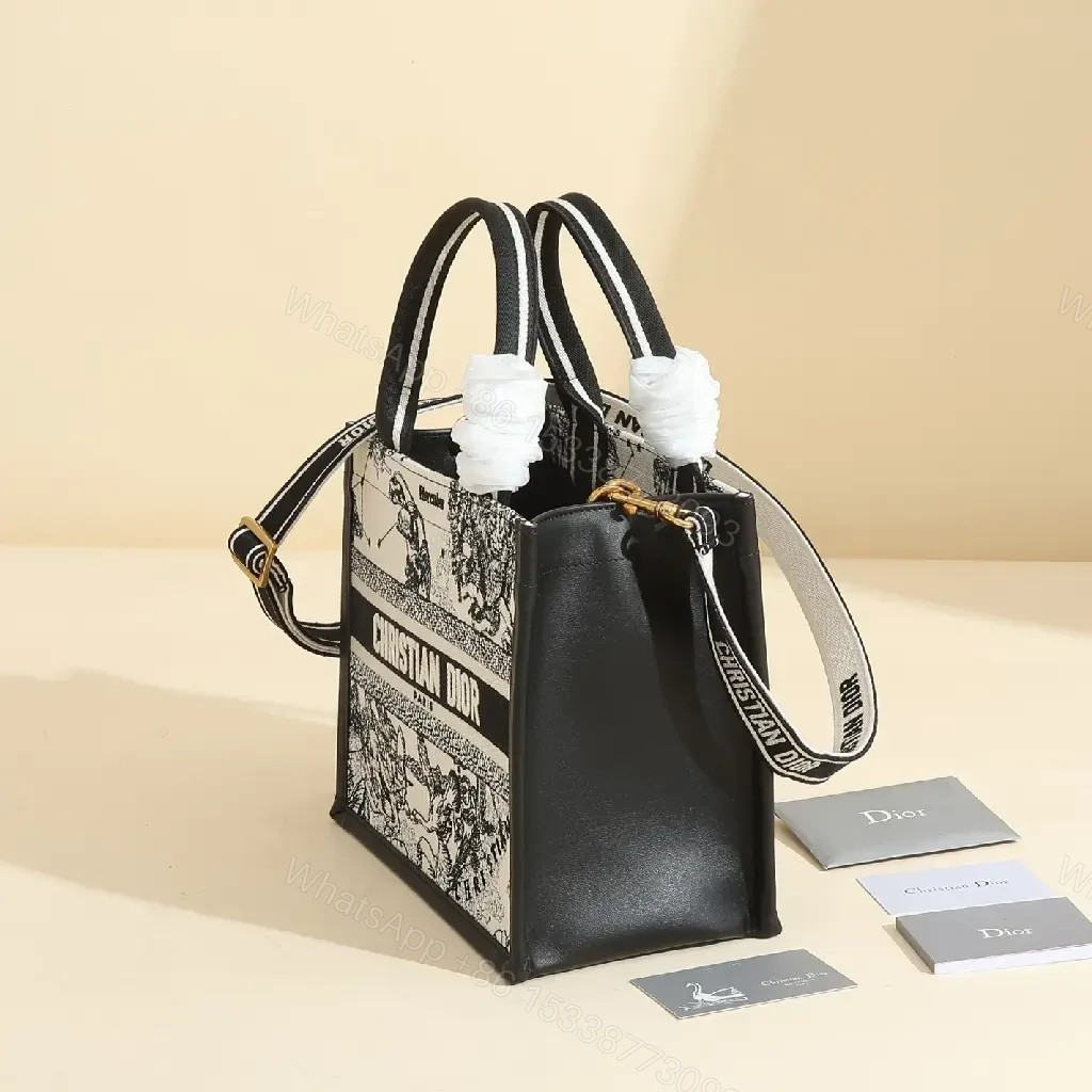 View 5 of Bold Black-White Tote: Structured, Crossbody-Ready Design