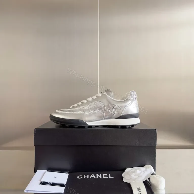 View 8 of Chanel-Inspired Silver Luxe Sneakers: Subtle Opulence