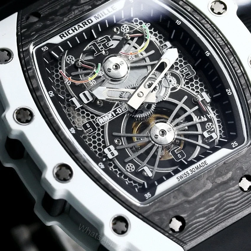 View 3 of Richard Mille RM21-01 Automatic Skeleton Watch 40MM Black Carbon Fiber Case Premium Edition RM-RM21-01-BLK-CARBON-40
