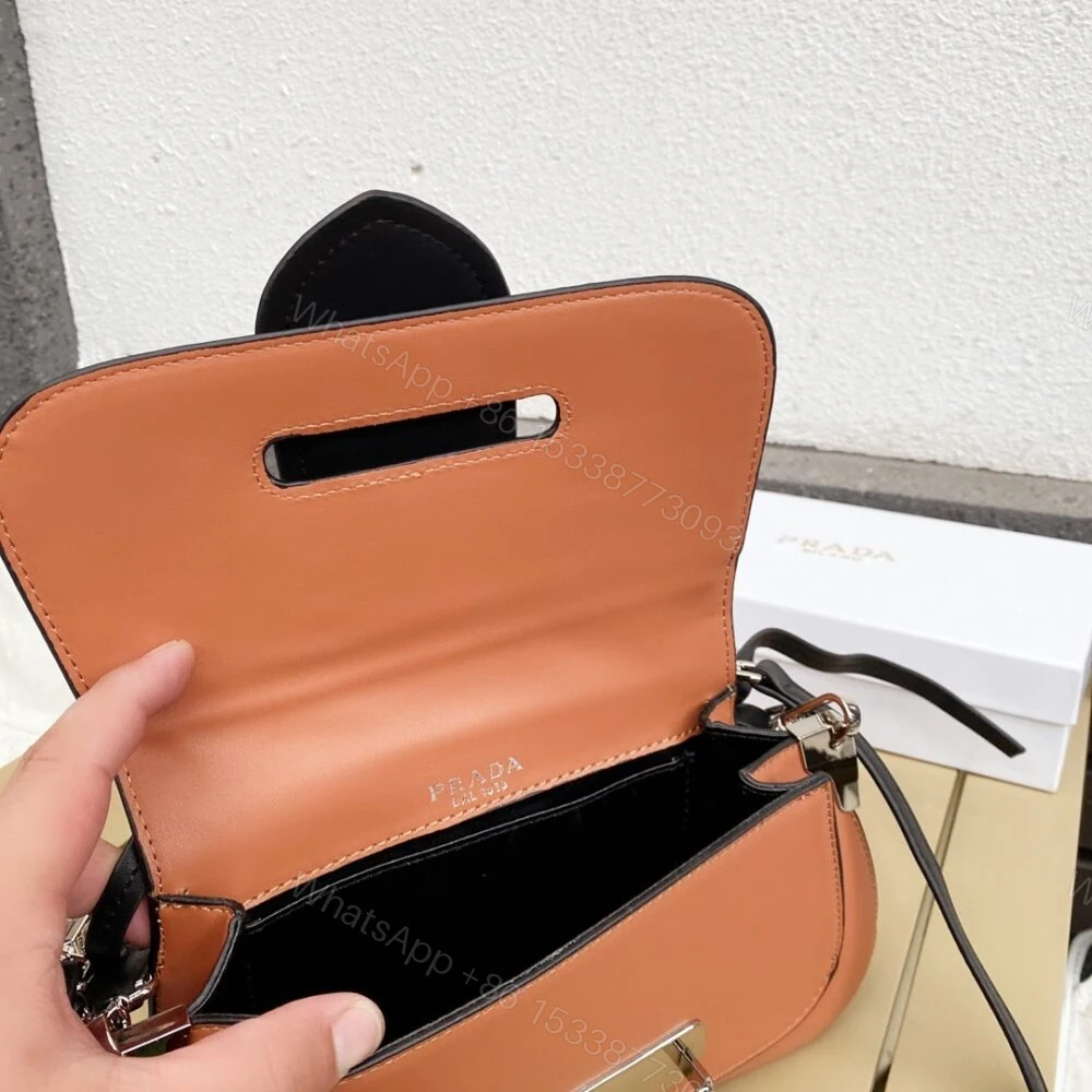 View 9 of Prada City Sidonie Shoulder Bag Brown And Black 28Cm 1BD168 2AIX F0R6P