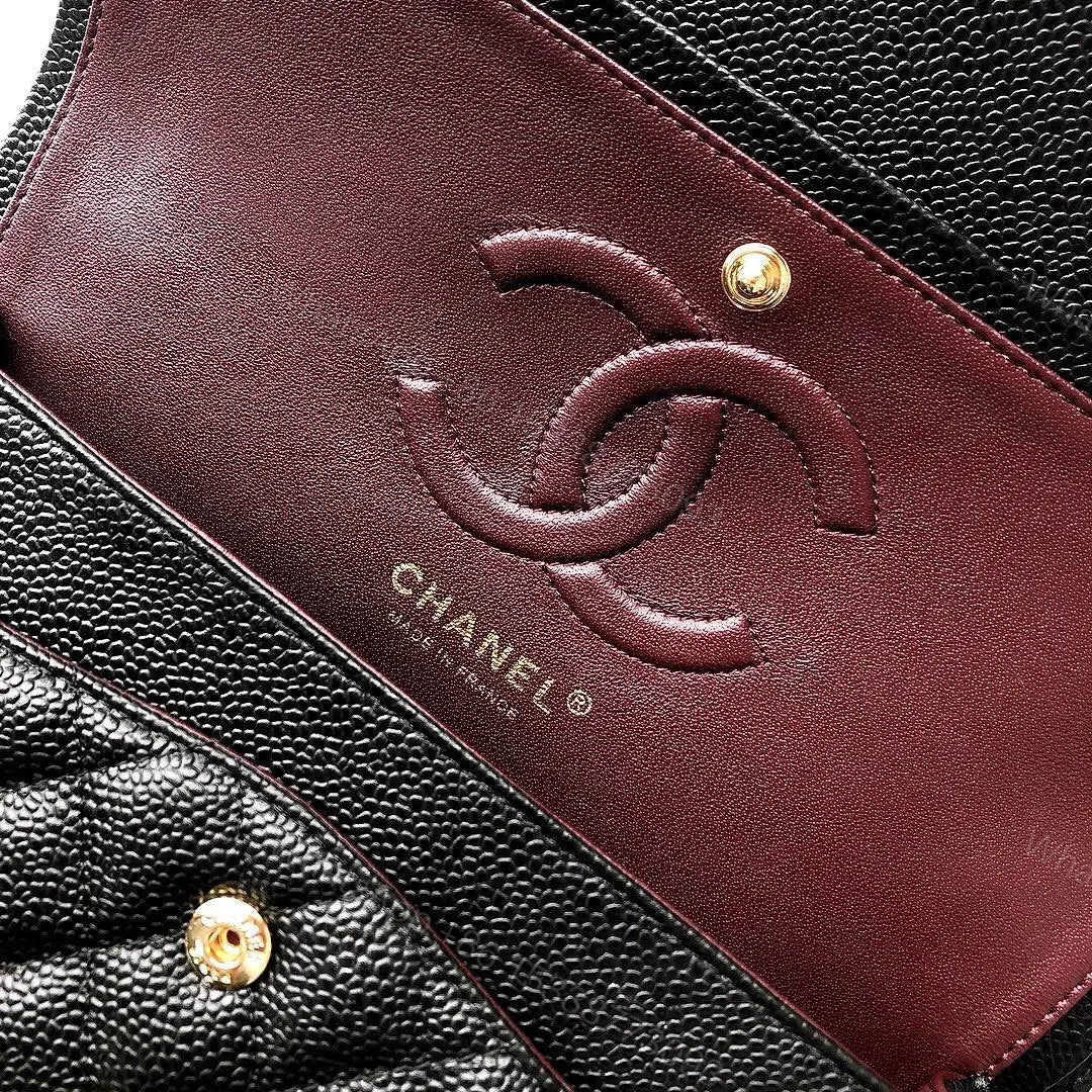 View 3 of CHANEL FLAP BAG 25 IN BLACK CAVIAR LEATHER GOLD HARDWARE