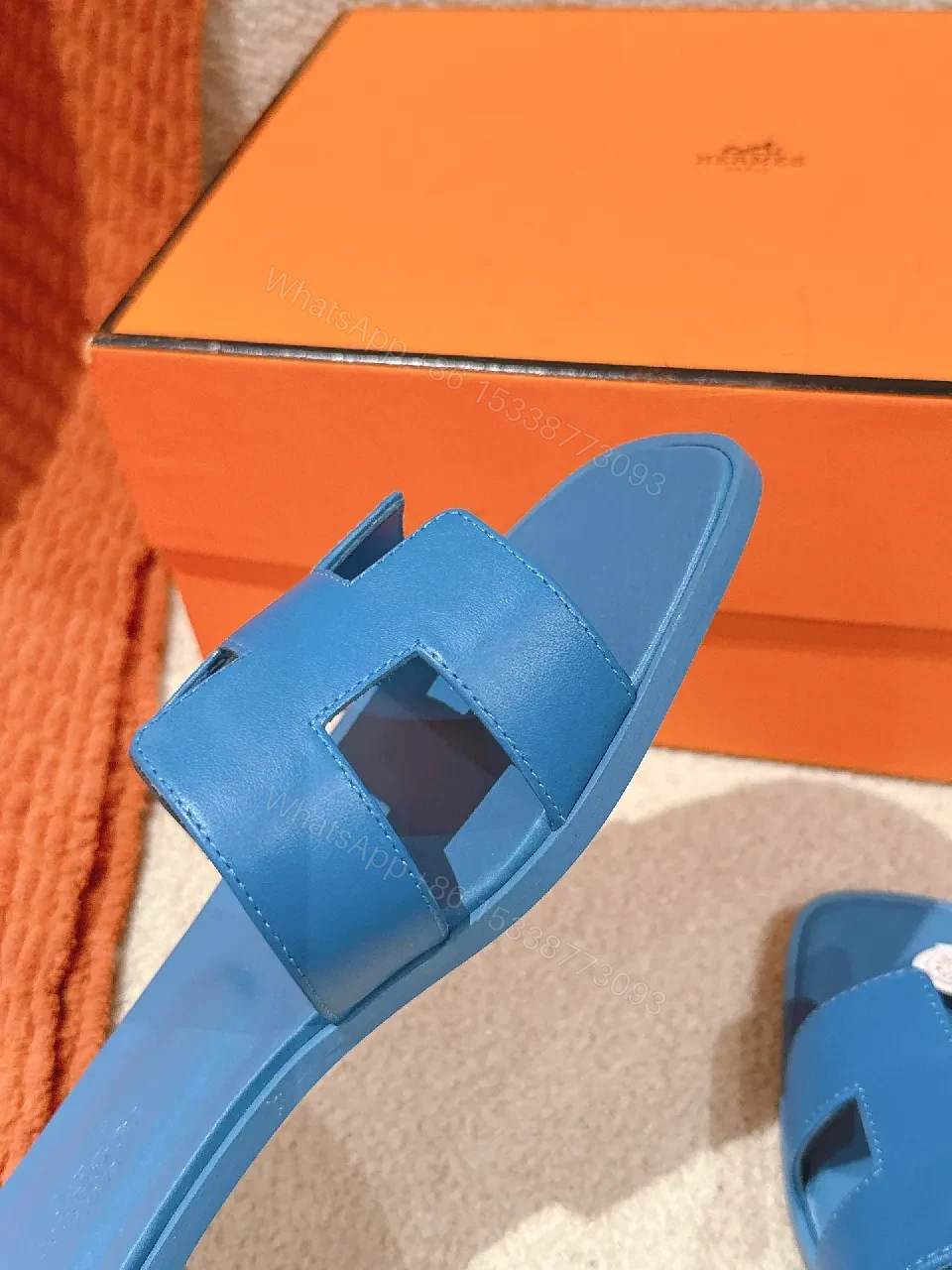 View 6 of Blue Leather Signature Sandals – Urban Luxe Comfort, Everyday Style