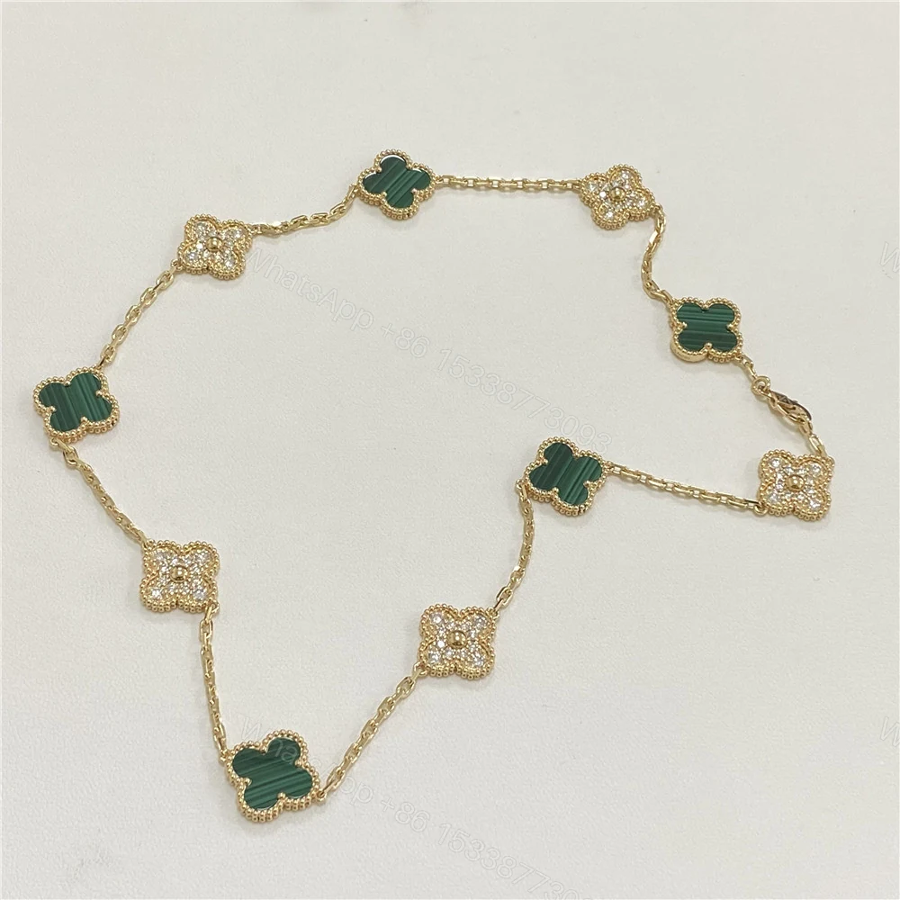 Van Cleef Vintage Necklace 10 Motif Green Diamond VCARO9J400 — view 1