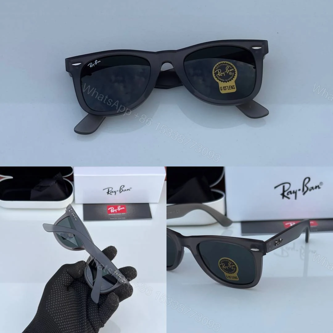 View 2 of First Copy Ray Ban 2140 Wayfarer Slant Grey Black Men’s Sunglasses Glass Quality