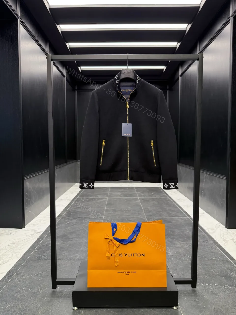 View 2 of Black Cotton-Nylon Coach Jacket | Modern Luxe, Signature Details