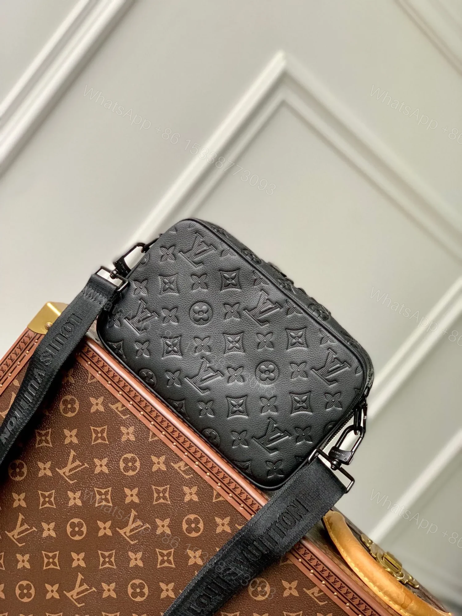View 2 of LV ALPHA NANO BAG 24 IN BLACK MONOGRAM SHADOW EMBOSSED COWHIDE