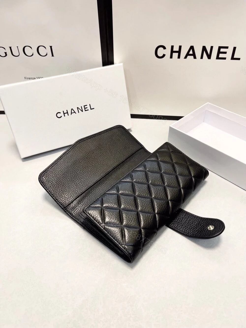 View 4 of Chanel Classic Long Flap Wallet Black 19Cm