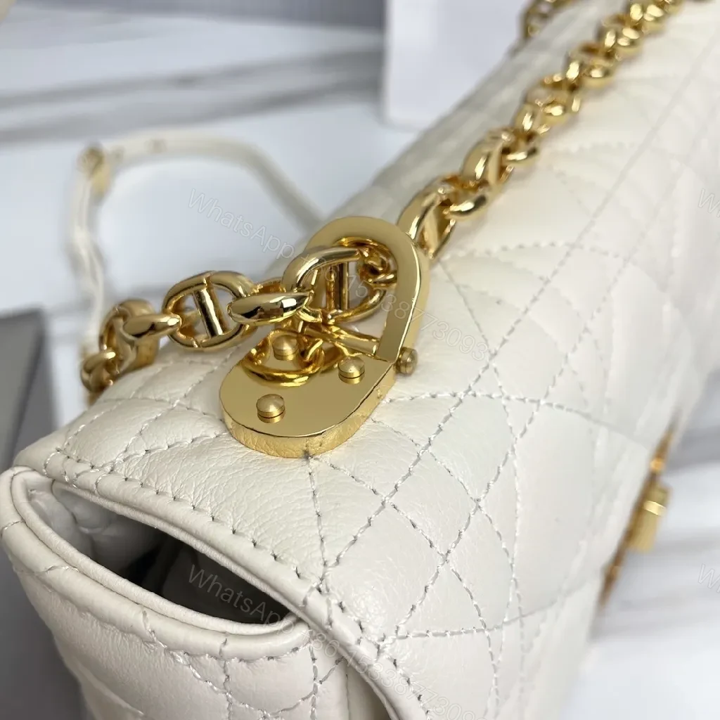 View 8 of Quilted White Leather Mini Bag: Gold-Accented Luxury
