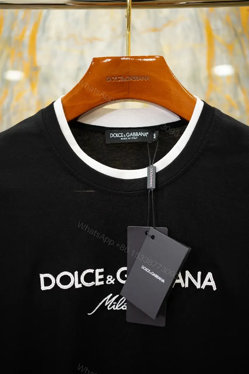 View 6 of Black Cotton Jersey T‐Shirt Relaxed Fit Dolce & Gabbana Milano Logo Tee
