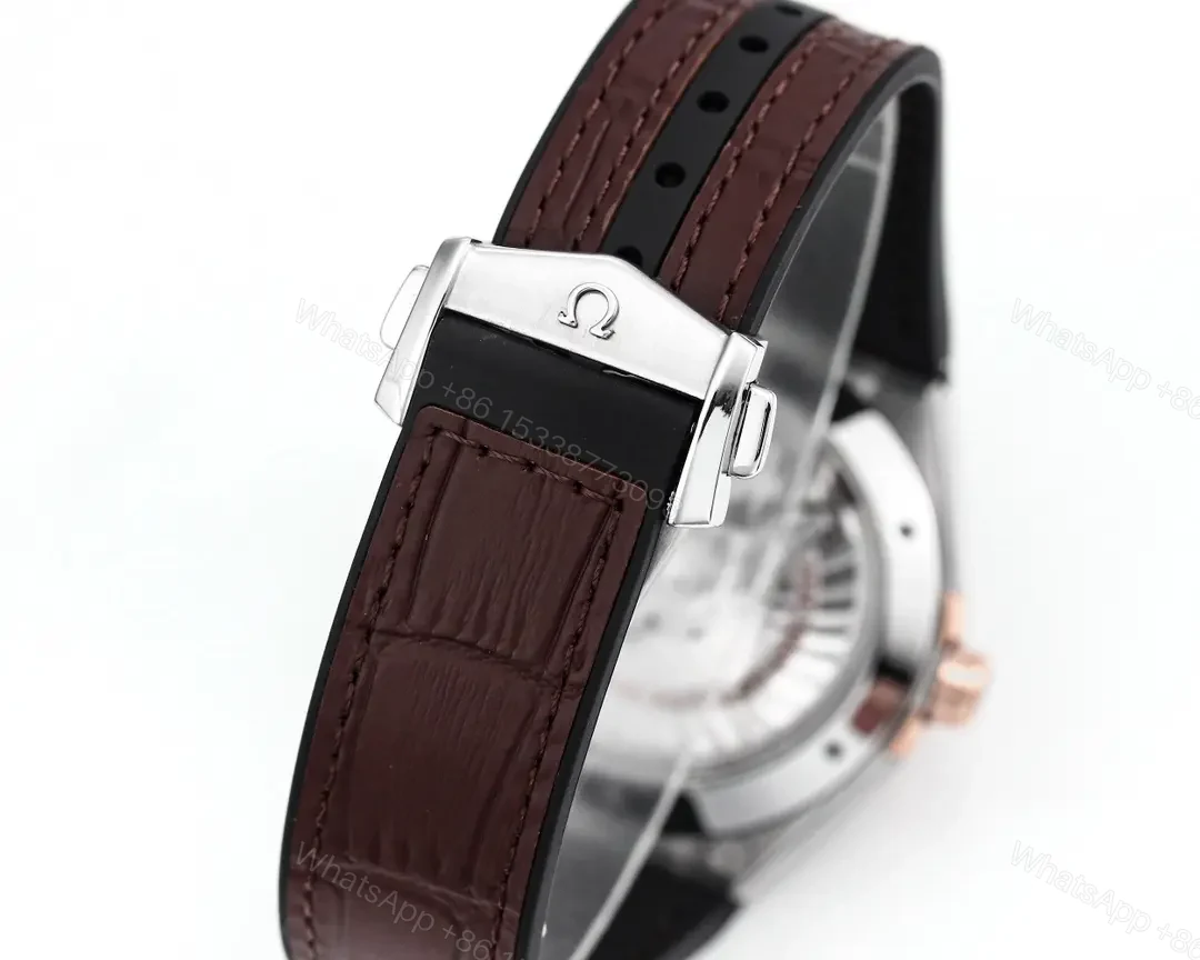 View 9 of Omega Constellation Meteorite Series 5th Generation Watch 41mm Brown Dial Rose Gold and Stainless Steel Case Brown Leather Strap