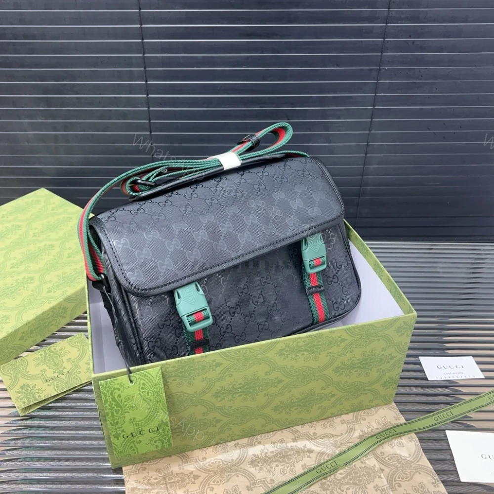 View 3 of GUCCI GG SUPREME CANVAS SMALL MESSENGER BAG BLACK 23CM