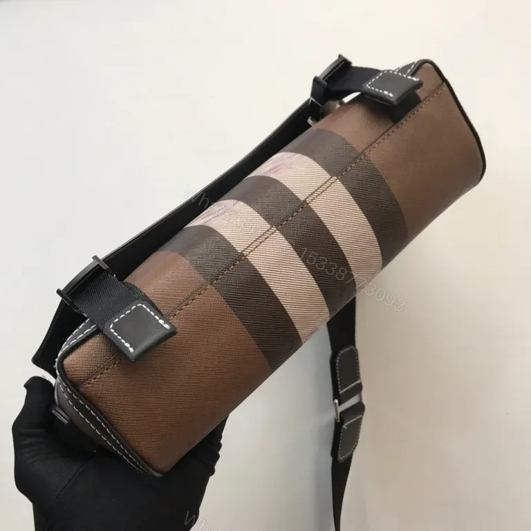 View 7 of Structured Plaid Messenger: Premium Crossbody with Signature Organization