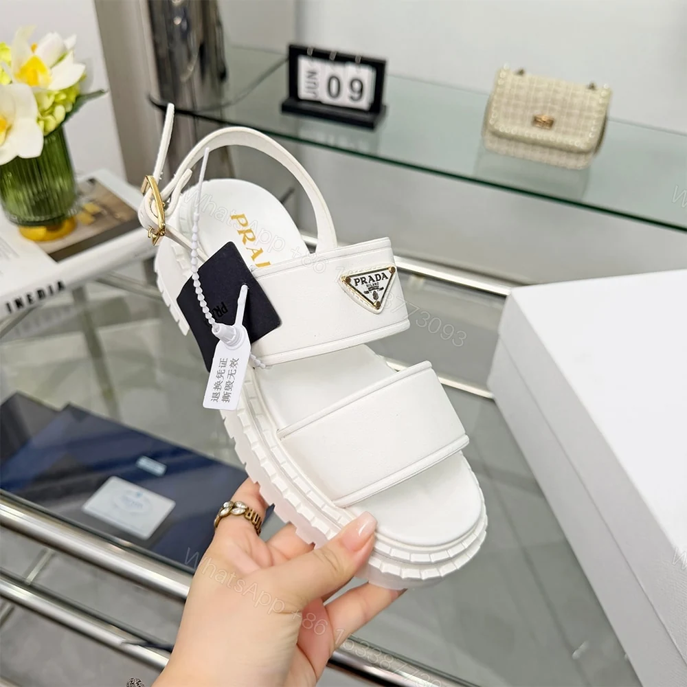 View 6 of PRADA Leather Platform Sandals 322260