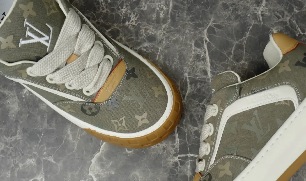 View 5 of Yellow Canvas Streetwear LV Monogram Sneakers