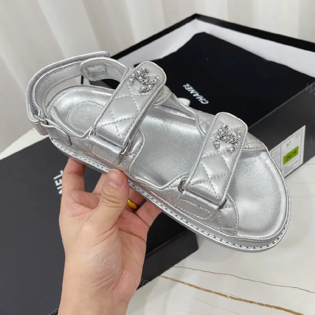 View 7 of Shimmer Silver Quilted Slides: Luxury Streetwear Sandals