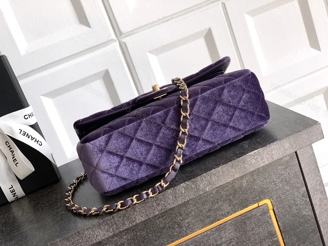 View 5 of Chic Velvet Crossbody with Gold Chain Strap: Everyday Luxury