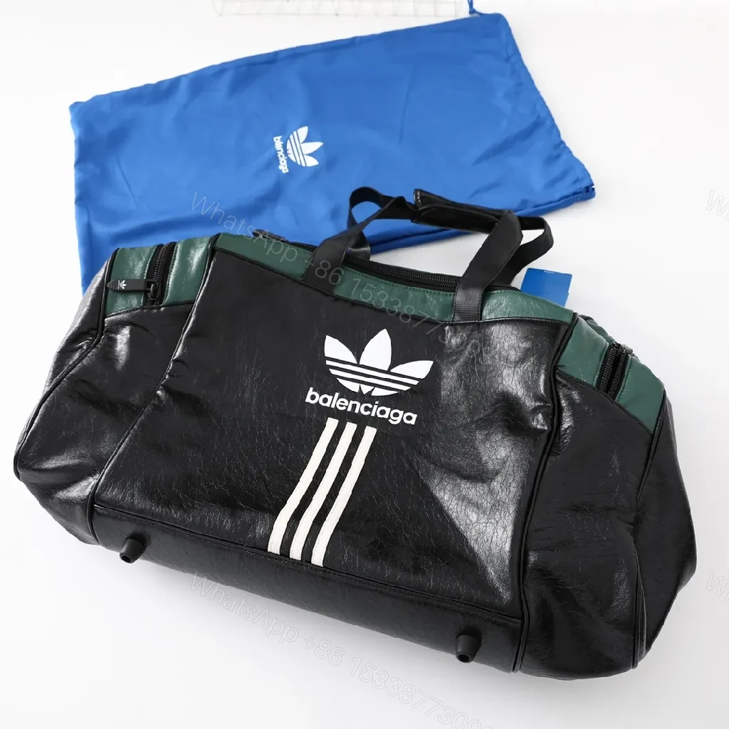 View 4 of Bold Black-Emerald Contrast Weekender, Iconic Three-Stripes Finish