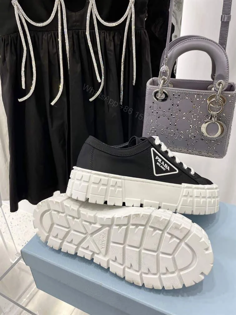 View 8 of PRADA DOUBLE WHEEL RE-NYLON GABARDINE SNEAKERS BLACK – PRD086