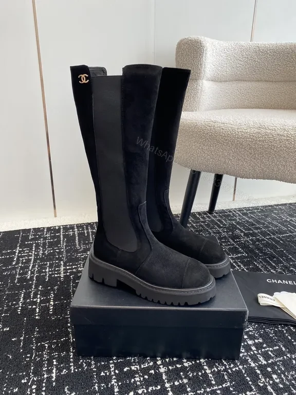 View 6 of Chic Suede-Knit Knee-High Boots: All-Day Comfort
