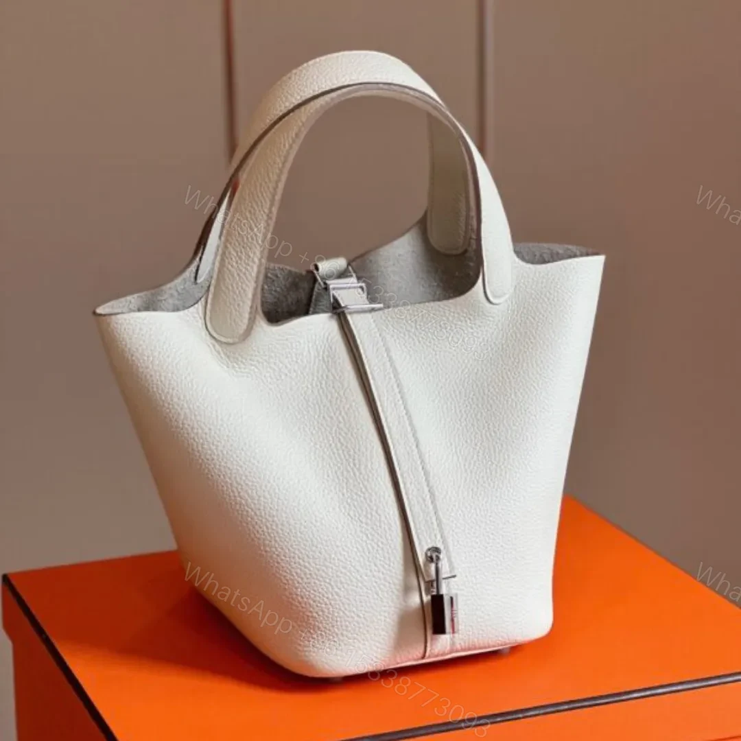HN 18 White Togo Leather Sliver Hardware — view 1