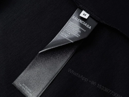 View 4 of Balenciaga Clothes 3B Silhouette Ribbed V-neck Printed T-shirt Black/Dark Blue/Gray