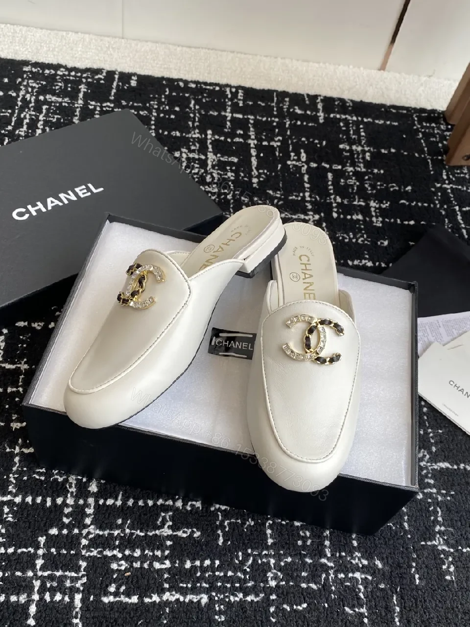 View 5 of White Leather Mule + Gold Hardware + Modern Luxe + All-Day Comfort + Slide-On footwear