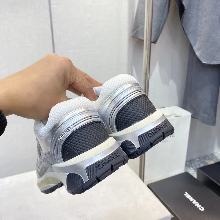 View 8 of Silver Sonic: Modern Luxe Sneaker with Chanel-Inspired Logo