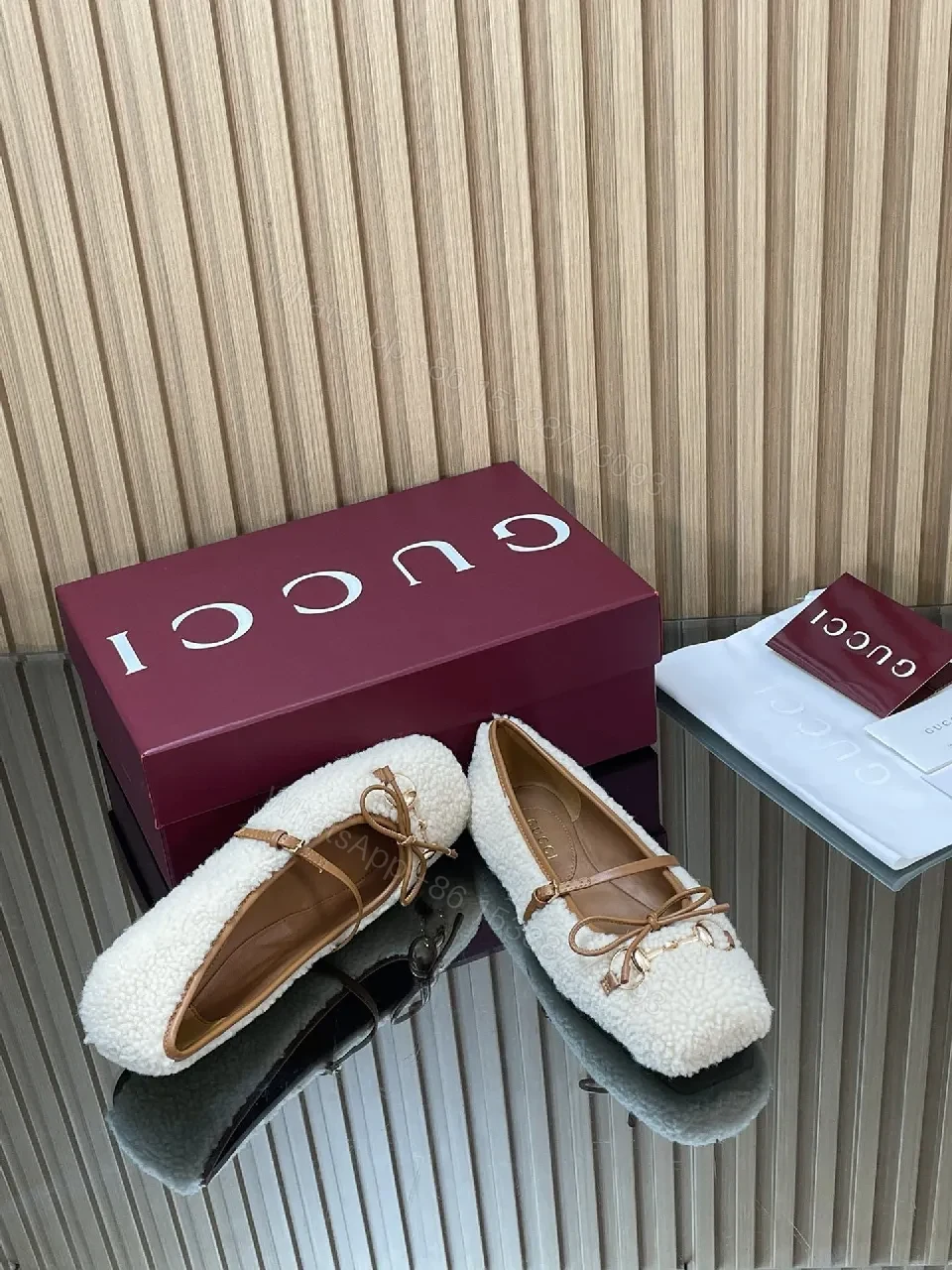 View 9 of Off-White Knit Mule with Leather Bow – Textured Comfort Shoes