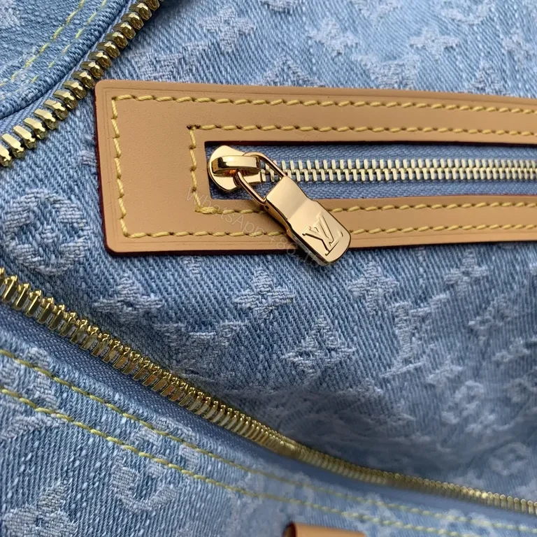 View 5 of Structured Denim Monogram Weekender: Luxury Travel Carryall