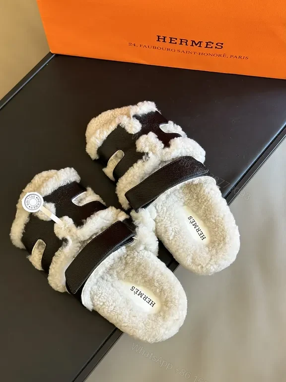 View 3 of Charcoal Leather Shearling Slides - Luxe Everyday Comfort