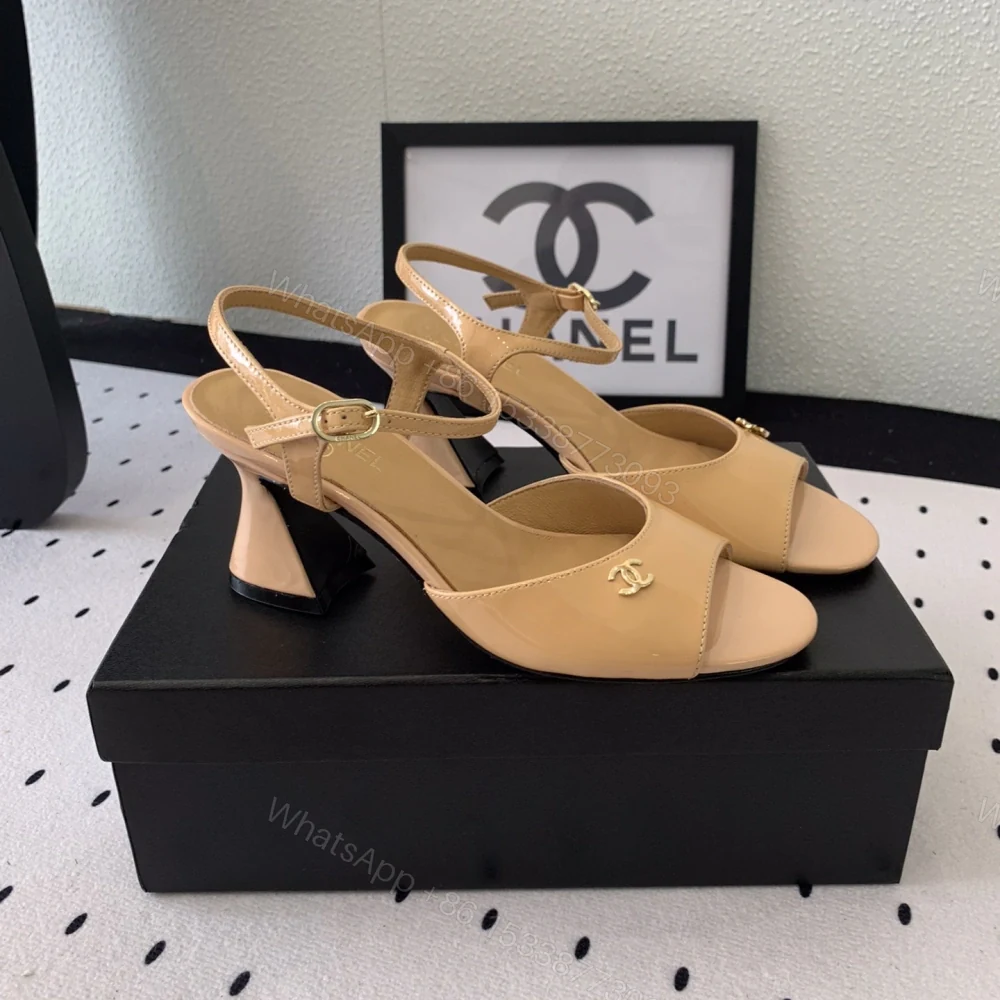 View 2 of 高仿Chanel*G45723C魚嘴高踭鞋漆皮黃色5.5CM免檢版