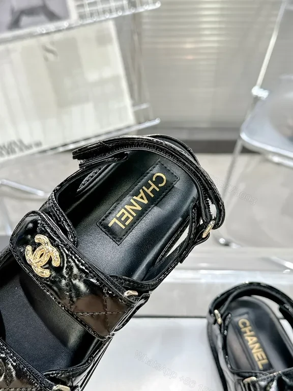 View 8 of Chanel-Inspired Black Patent Sandals: All-Day Comfort