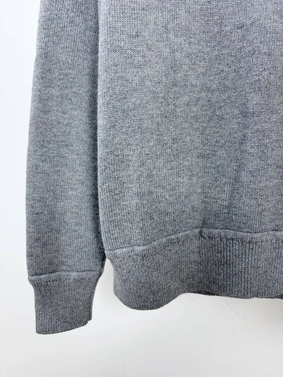 View 3 of Gray Knit Crewneck Sweater – Subtle Texture, Logo Accent