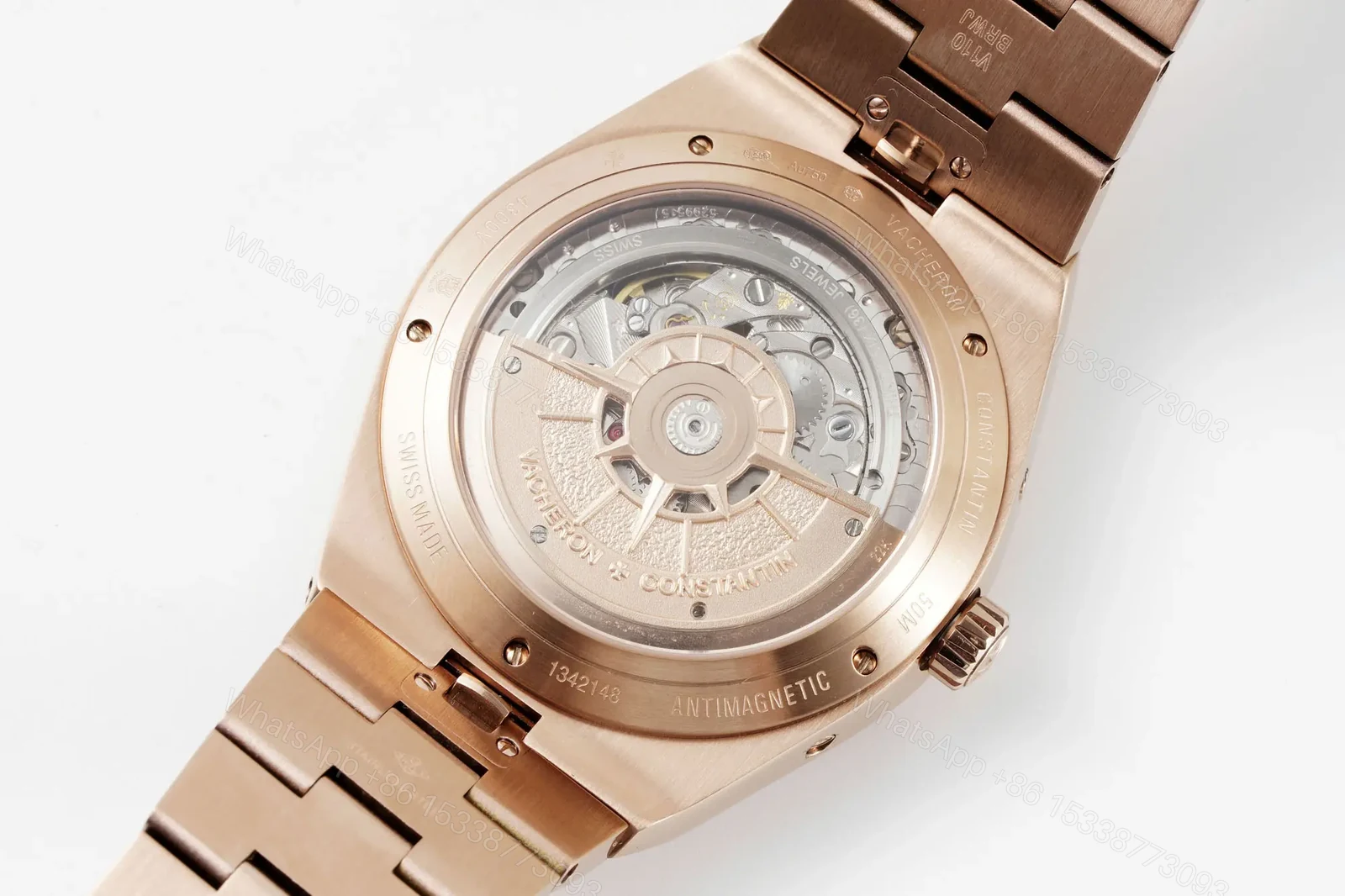 View 7 of JJ Factory Vacheron Constantin Overseas Perpetual Calendar 4300V Rose Gold Watch with Blue Dial and Interchangeable Strap System