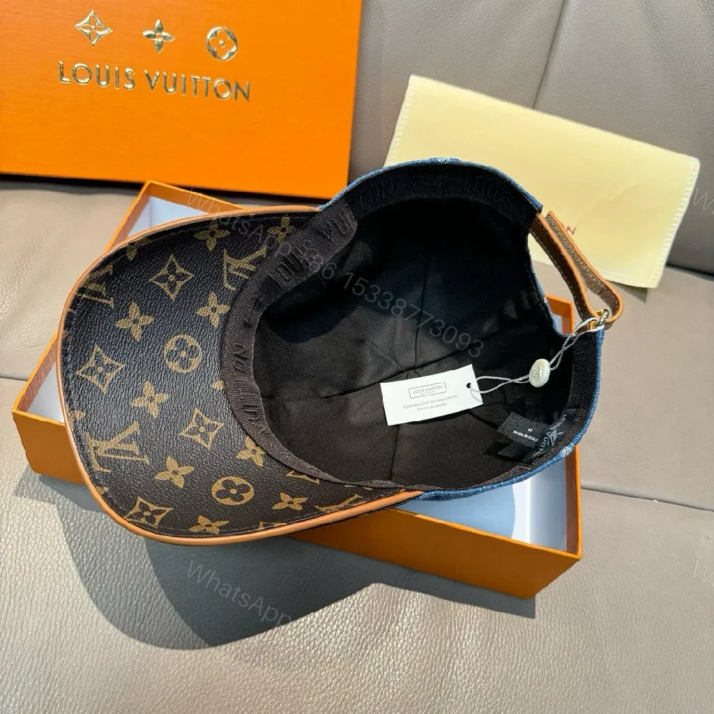 View 2 of Denim Crown Cap: Monogram LV-Inspired Luxury Cap