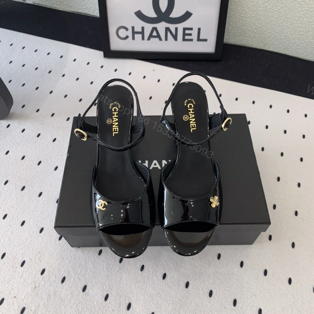 高仿Chanel*G45723B魚嘴高踭鞋漆皮黑色5.5CM免檢版 — view 1