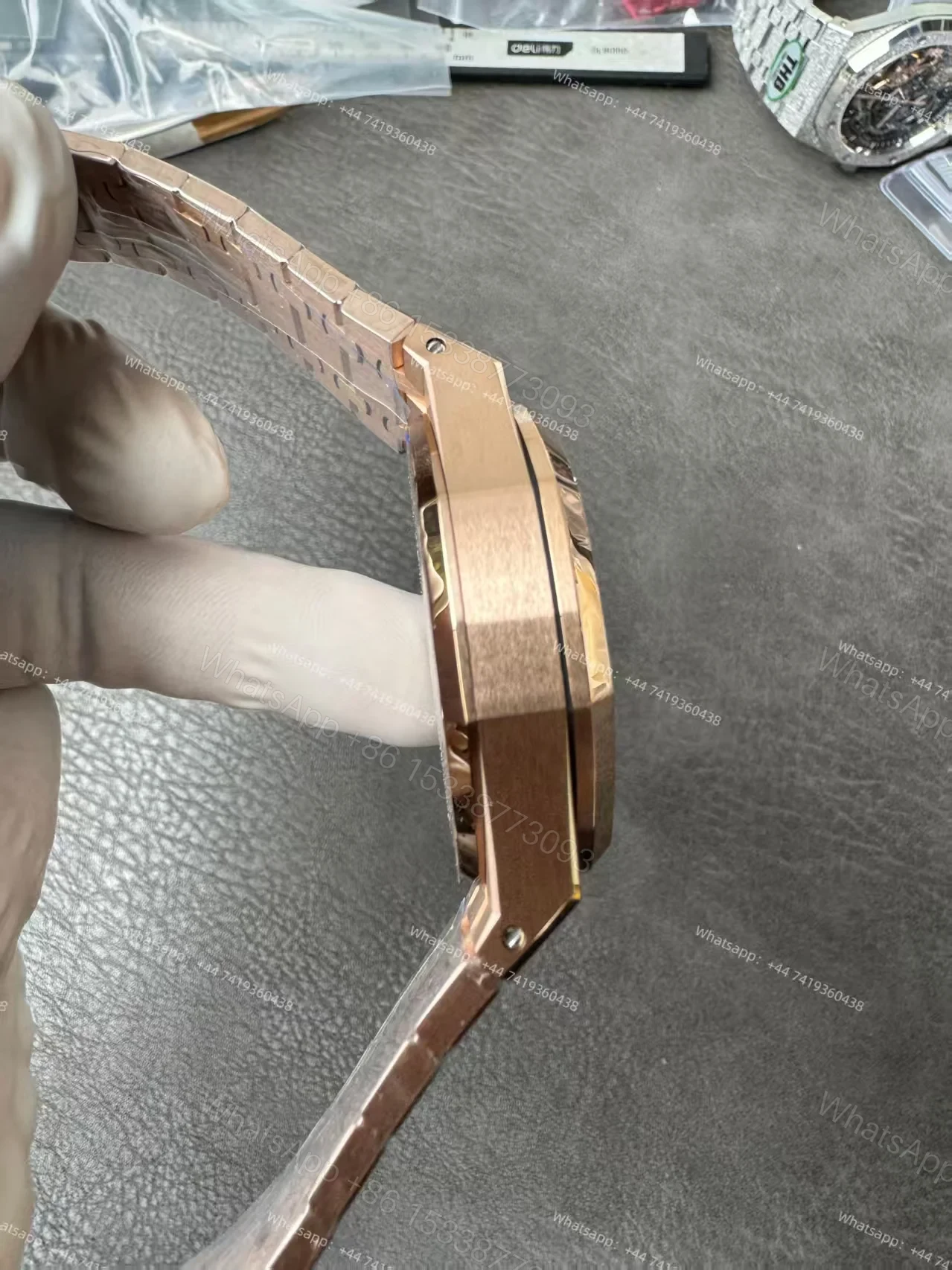 View 9 of Audemars Piguet Super Clone Royal Oak Rose Gold Green Dial 26240 Chronograph 41mm Cal.4401