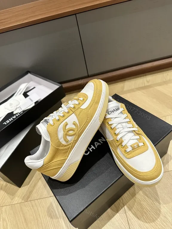 View 9 of Mustard Chanel-Quilted Suede High-Tops Sneakers