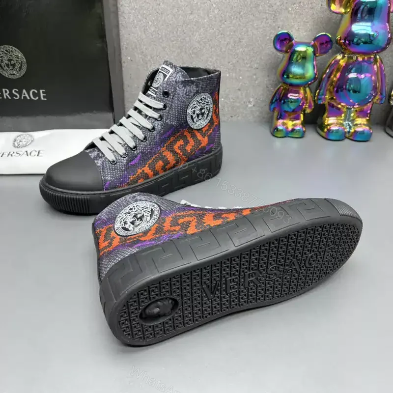 View 3 of VERSACE SNAKESKIN EMBOSSED LEATHER HIGH TOP SNEAKERS – VS65