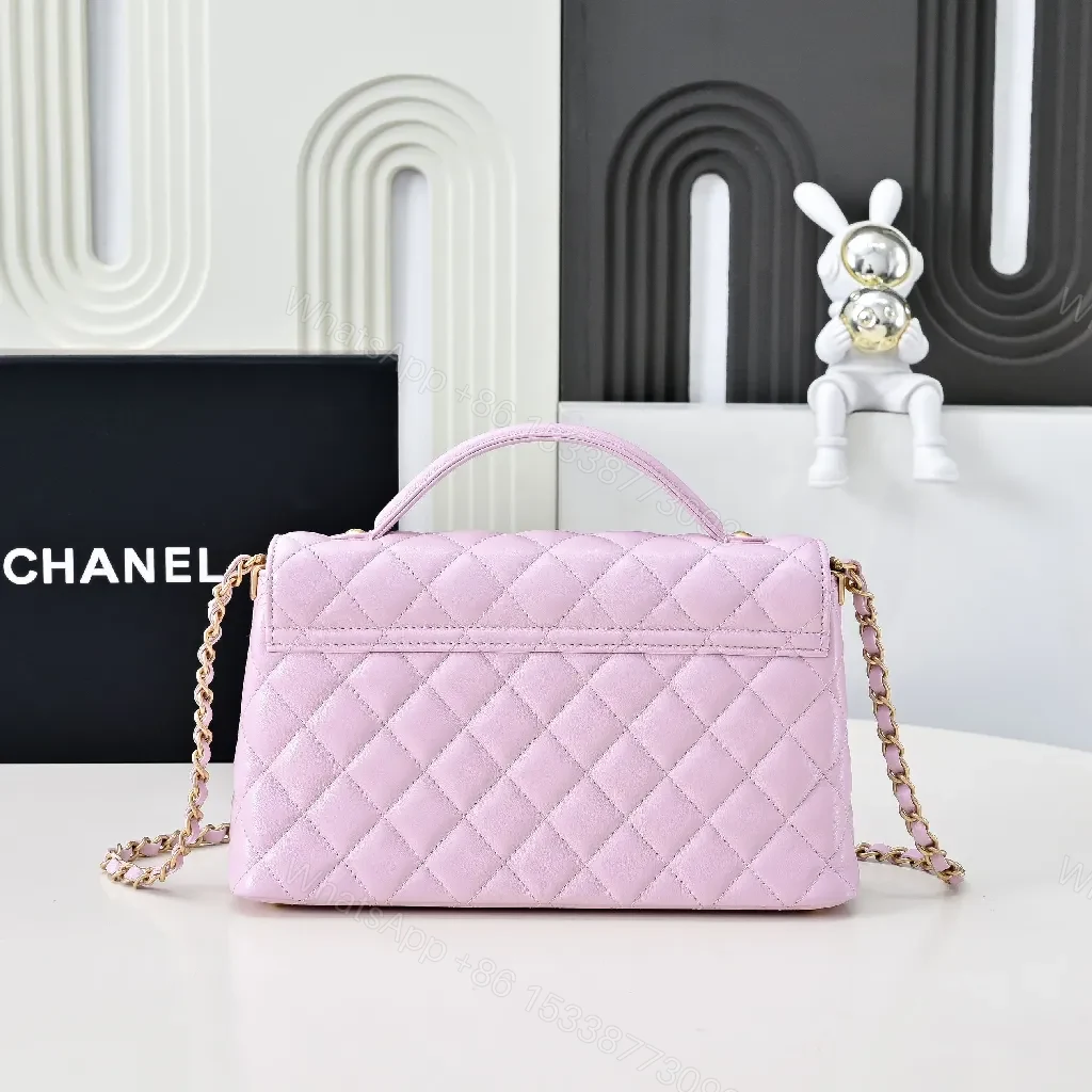 View 8 of Chic Quilted Carryall Bag: Soft Pink, Gold Chain, Luxe Carryall
